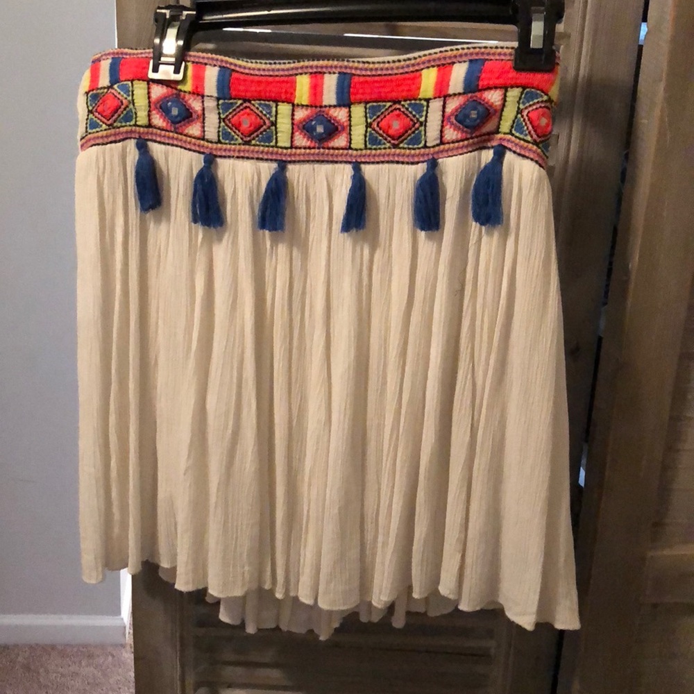 White embellished beach cover up skirt